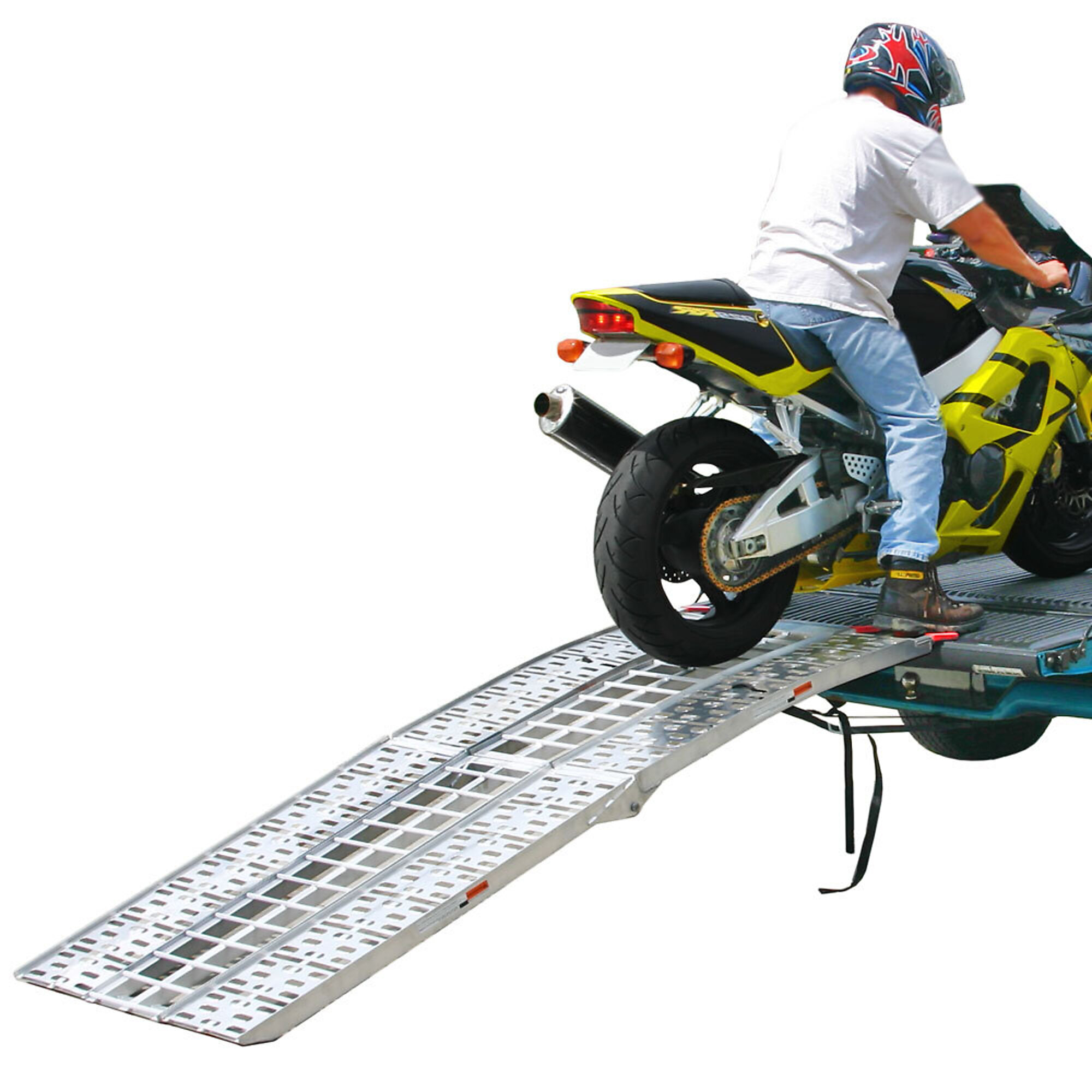 Black Widow, Aluminum Folding Arched 3-Piece Motorcycle Ramp, Capacity 1500 lb, Model# AF-9034-HD